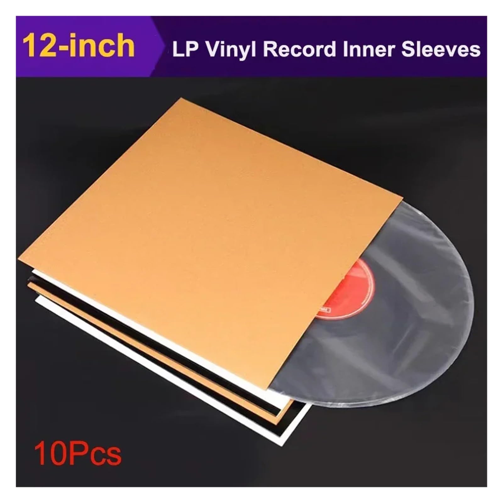 Copertine Interne per Dischi in Vinile 10PCS 12 Pollici Buste for Dischi in Vinile copertine protettive for Album for LP in Carta Kraft Interne antistatiche for in(Without Hole-Brown)