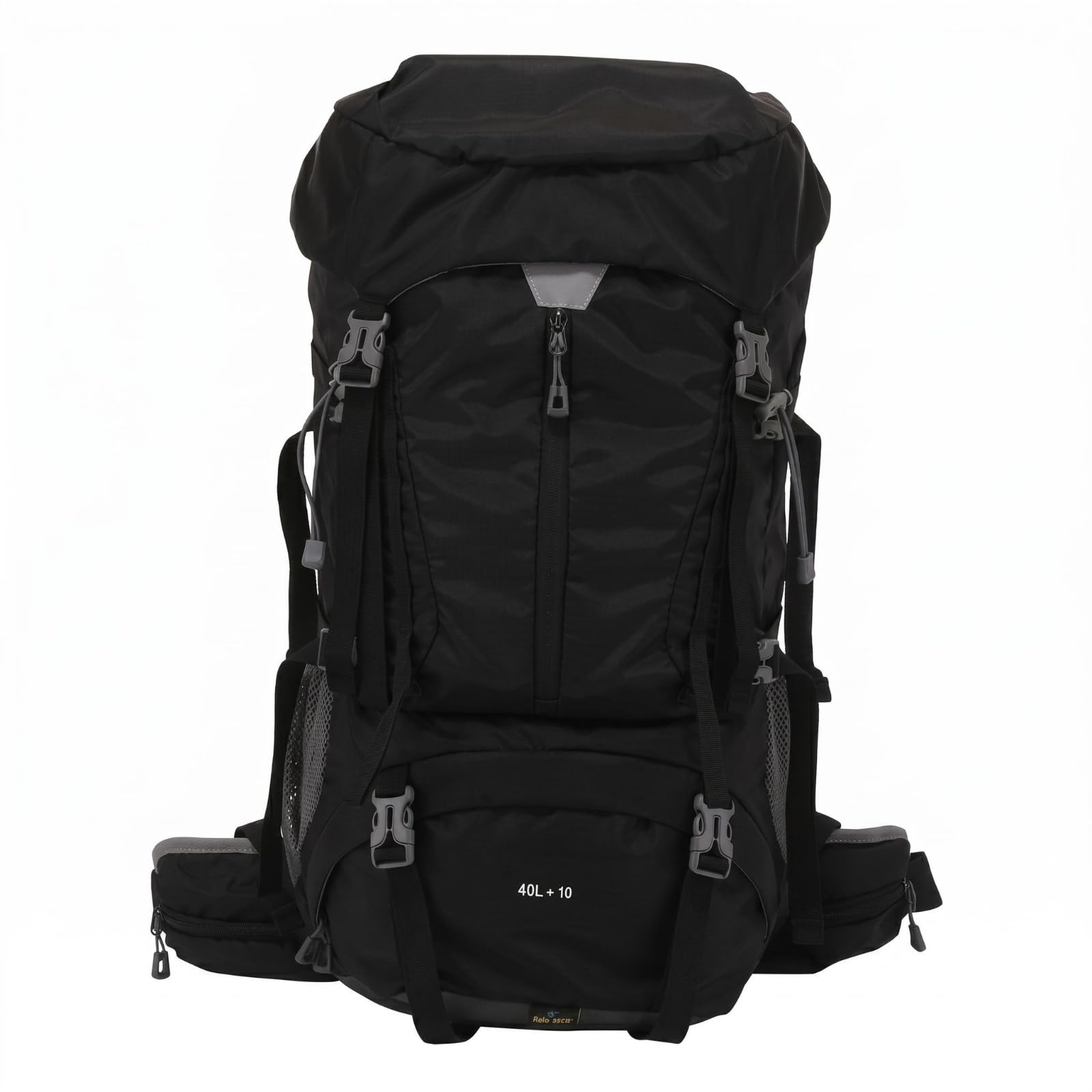 Padded Shoulder Straps 50L Hiking Backpack Mesh Side Pockets Water-Repellent Hiking Backpack Top Lid Outdoor Gear Zippered Front Pocket for Camping, Classic Black | Sporting Goods-image-26