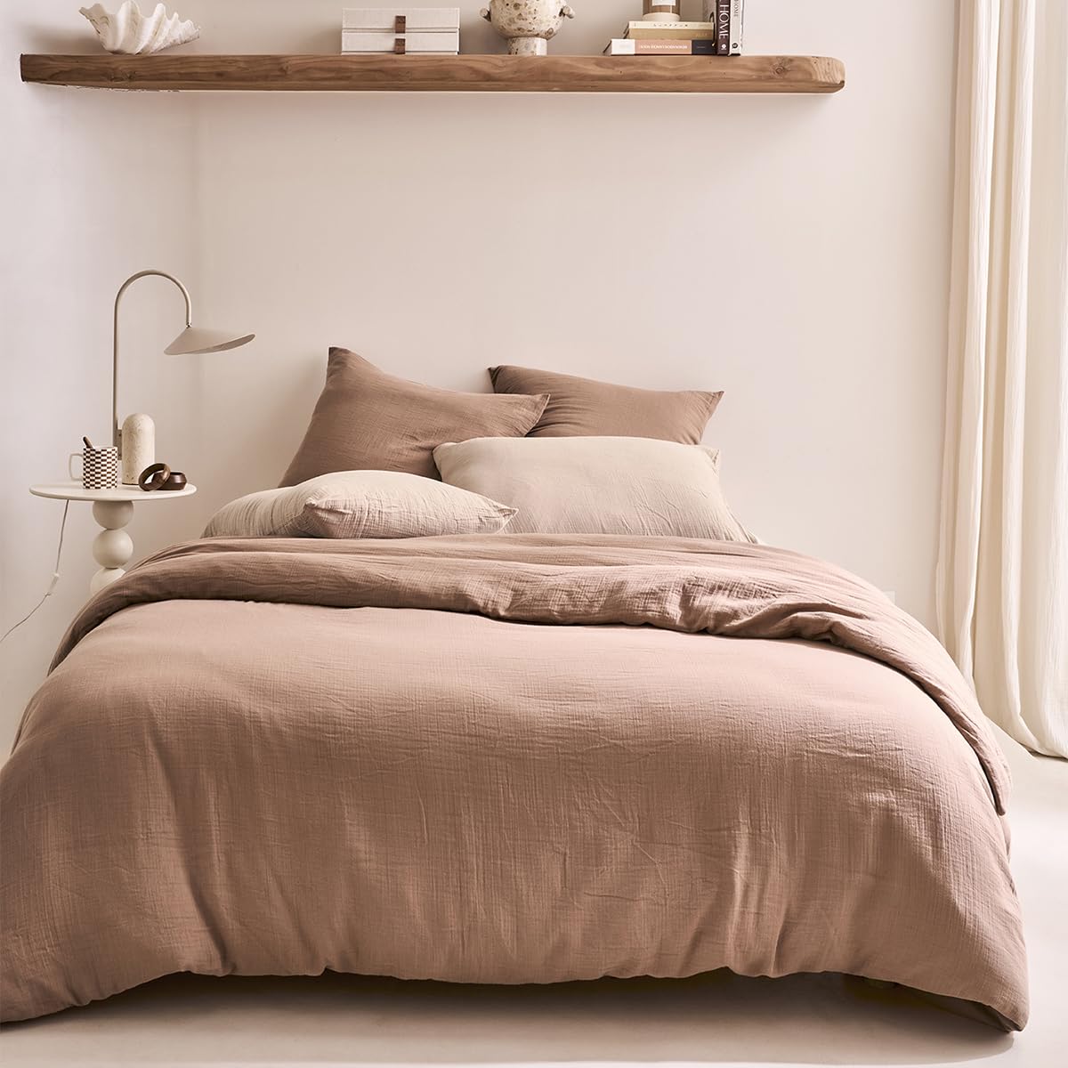 Essix Cotton Gauze Duvet Cover, 260 x 240 cm, Tendresse Mocha