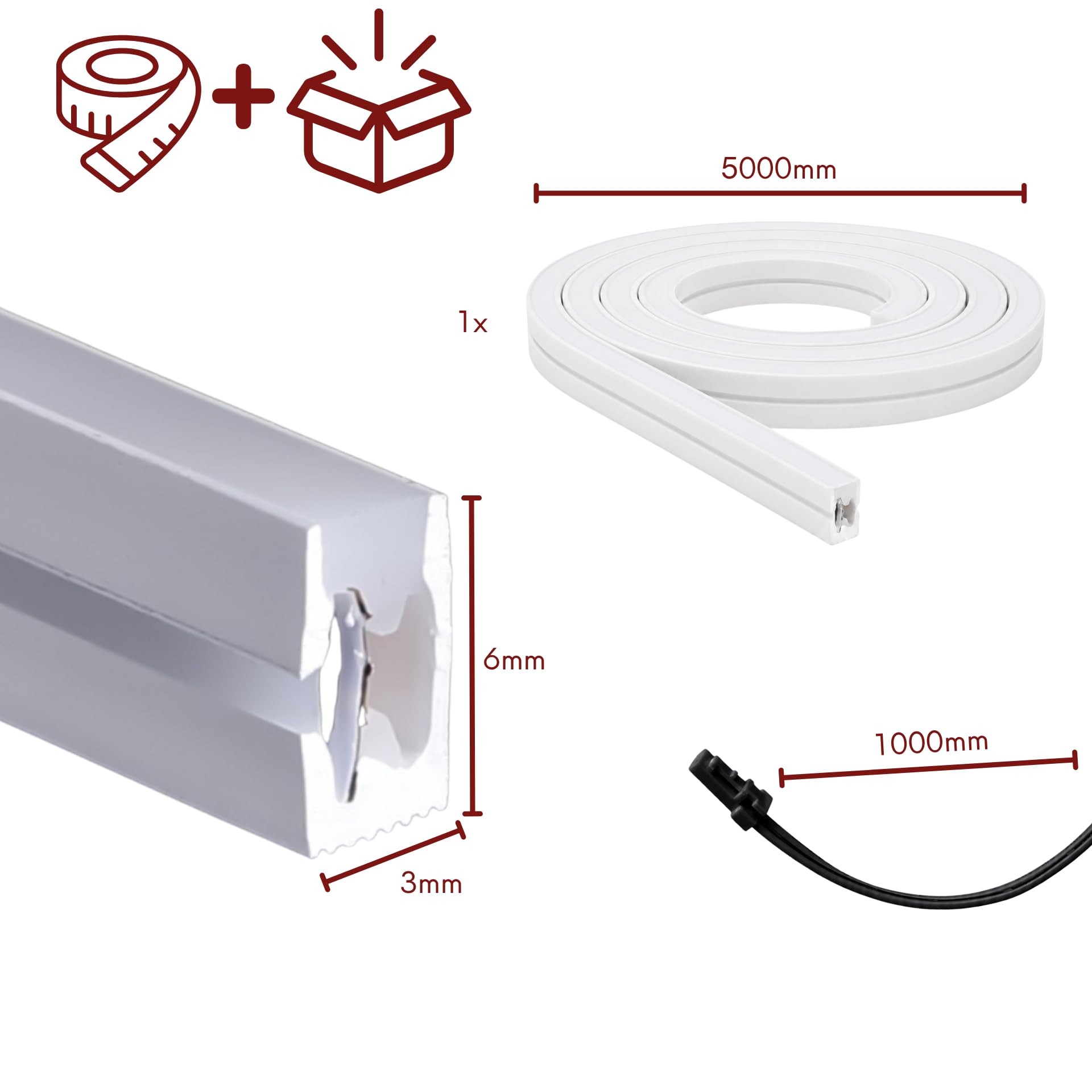 LumaFlex 306 LED taśma świetlna LED 5 m, ciepła biel 3000 K, 12 V DC, 9 W/m, 4250 lm, 3 x 6 mm, możliwość ściemniania, IP65, oświetlenie mebli, możliwość skrócenia co 25 mm