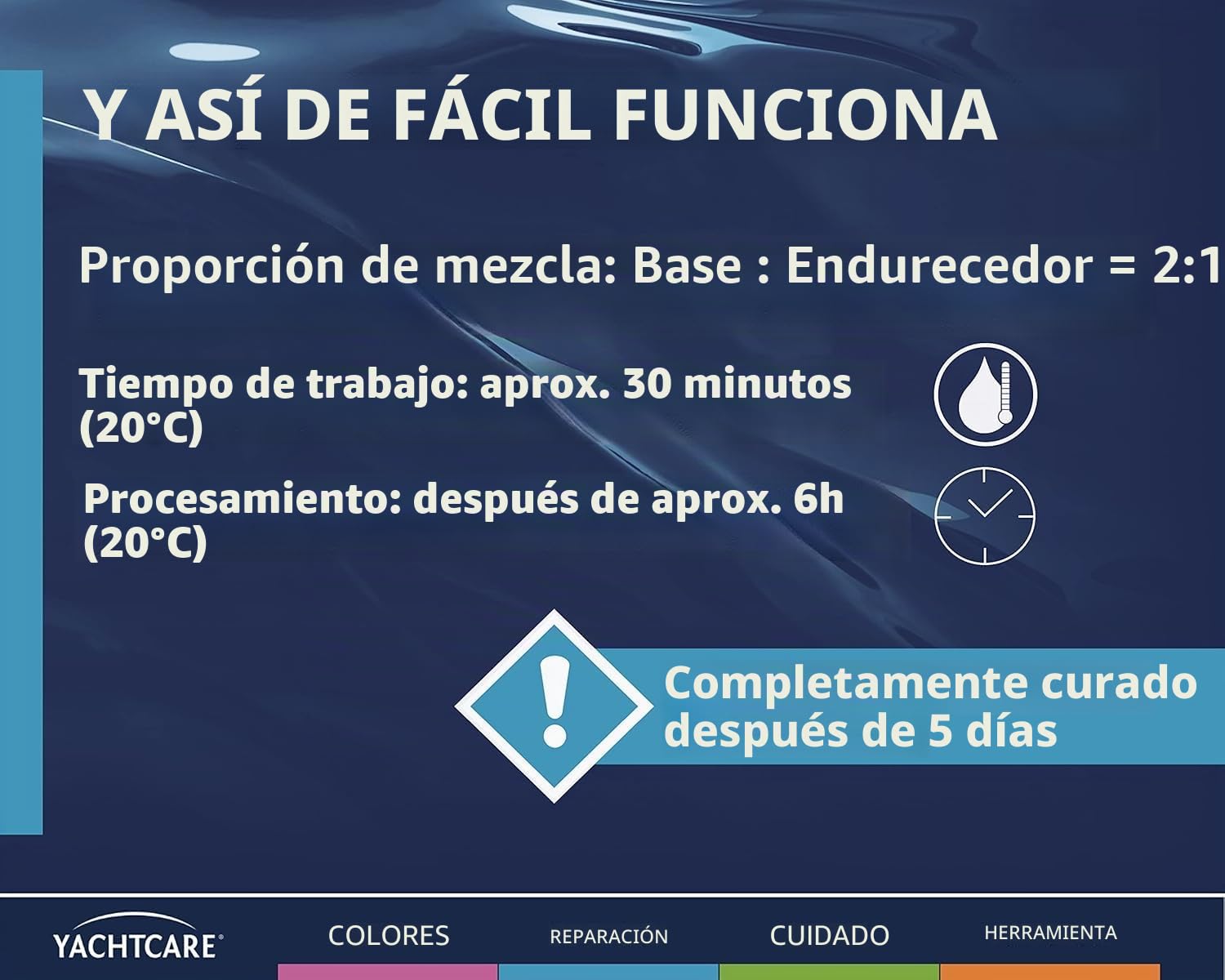 Yachtcare Base Filler - Espátula epoxi, Color Gris Claro, 500 g - Espátula epoxi Universal para Barcos y Yates con Alta Carga de Agua | Masilla epoxi para motores y veleros – extremadamente resistente al agua – secado rápido y lijable – no encoge