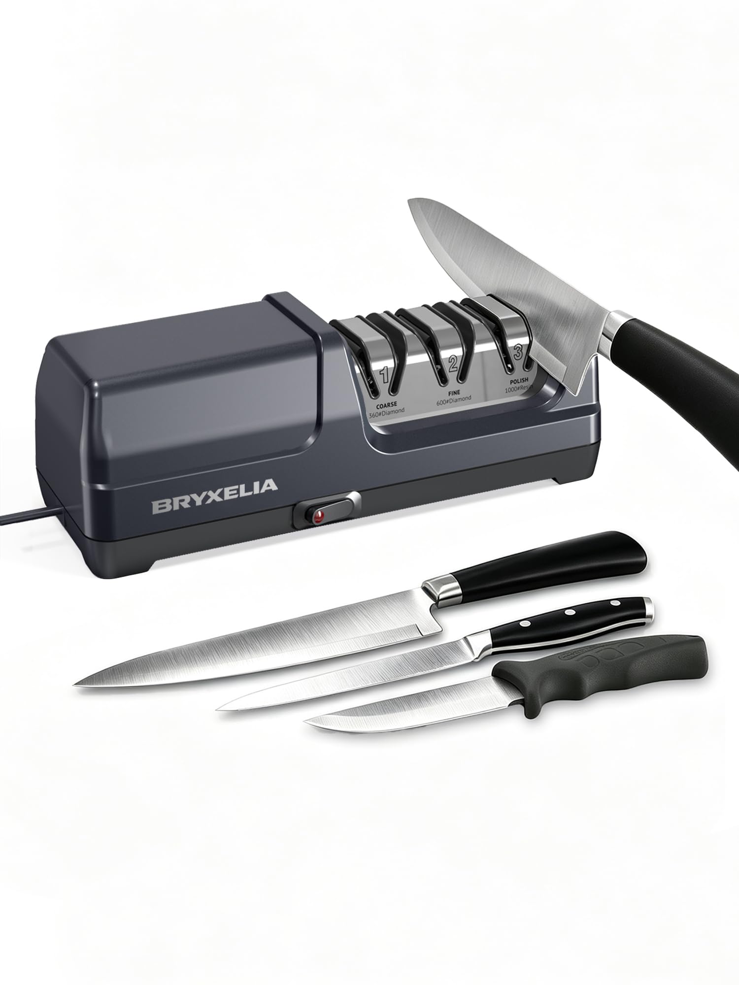 3-Stage Electric Knife Sharpener for Dull Straight-Edge Kitchen Knives