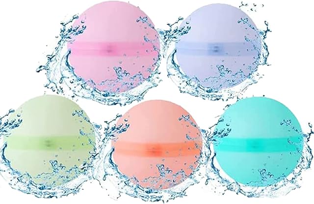 YUDANSI 5Pck Reusable Water Balloons, Water Bombs For Boys Girls Summer Splash Water Fight Game, Splash Fun Water Balls Beach Party Toys, Kids Adults Interactive Outdoor Garden Toys