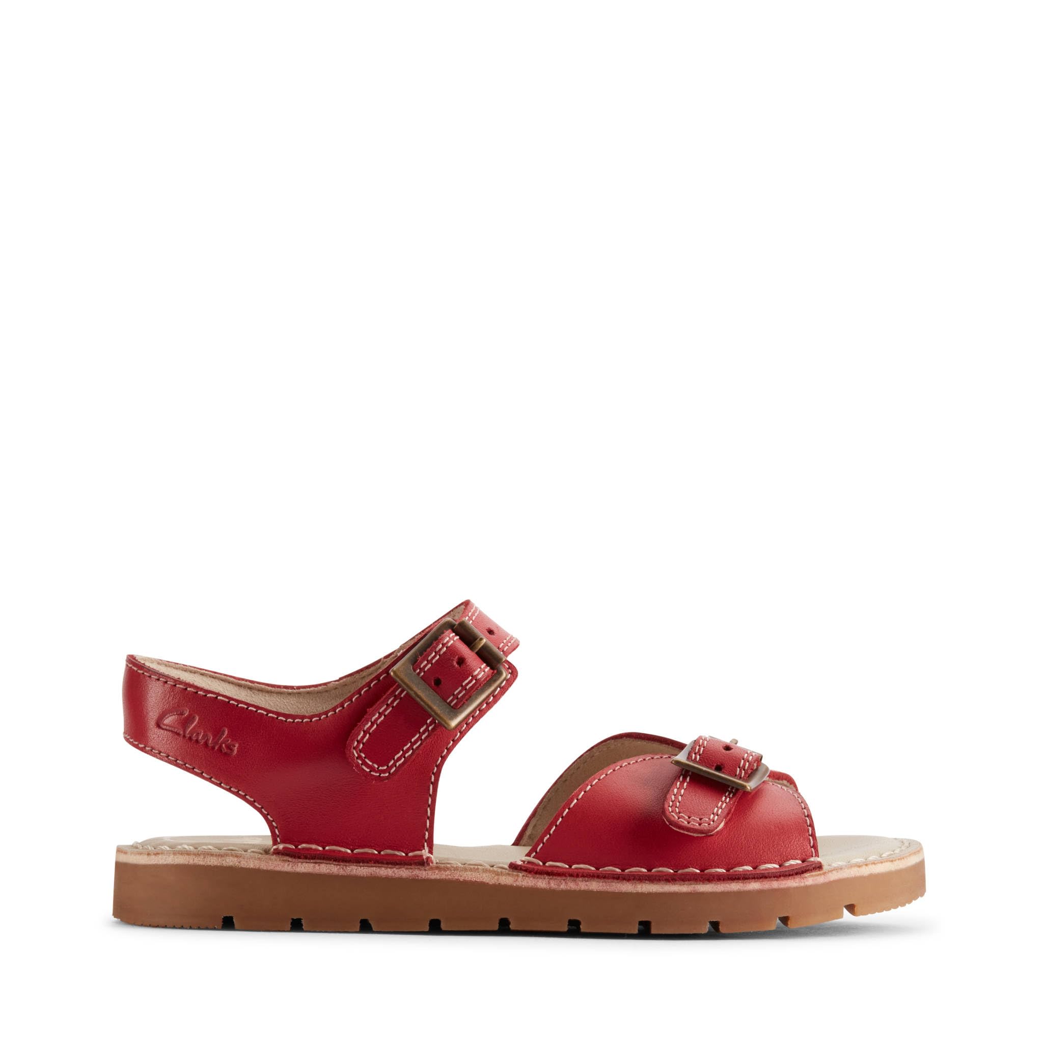 Clarks PlaysunReef K. Childrens Red Leather, 11