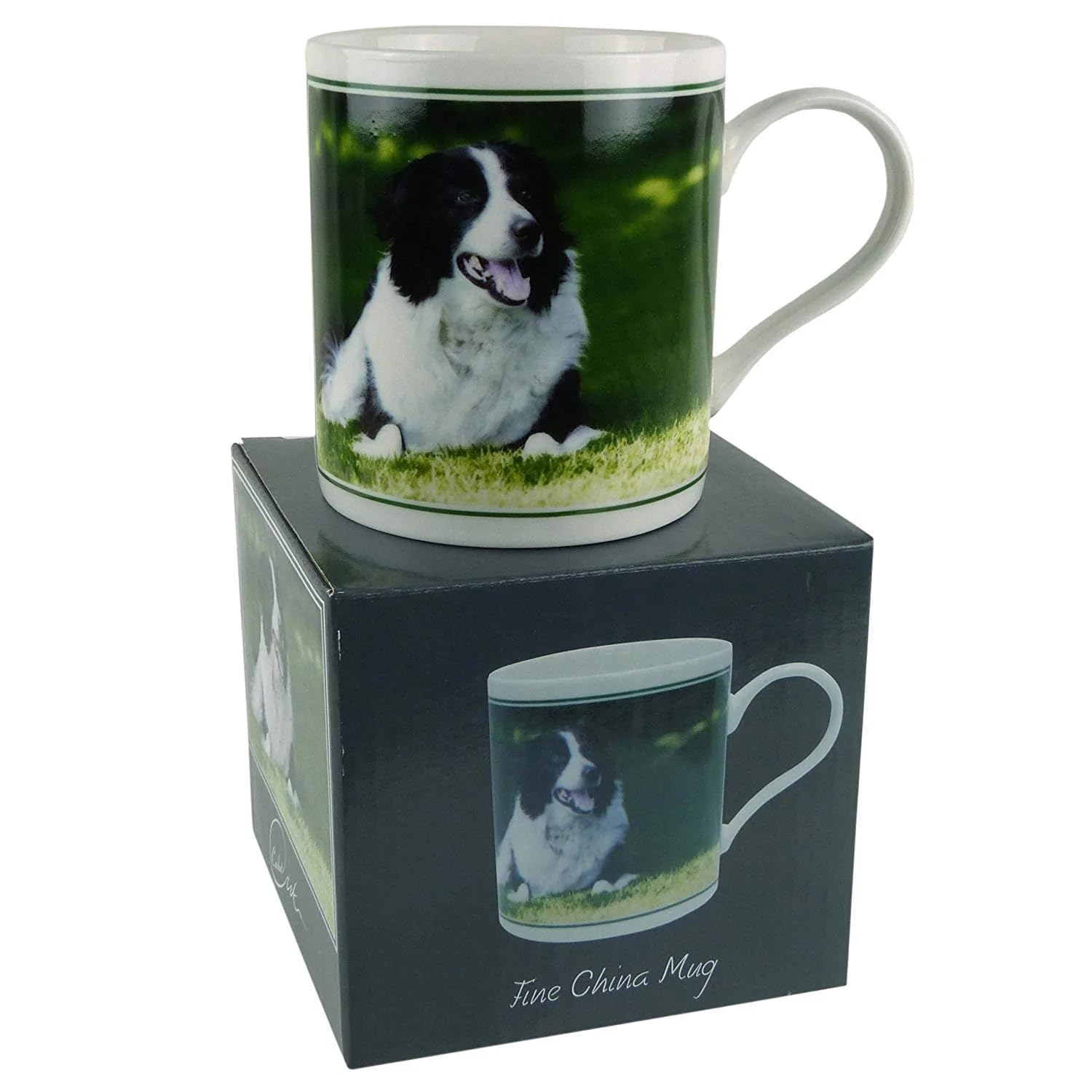 Cachet Green Fine China Collie Mug/Cup Farmyard Collection Sheep Dog Gift Boxed