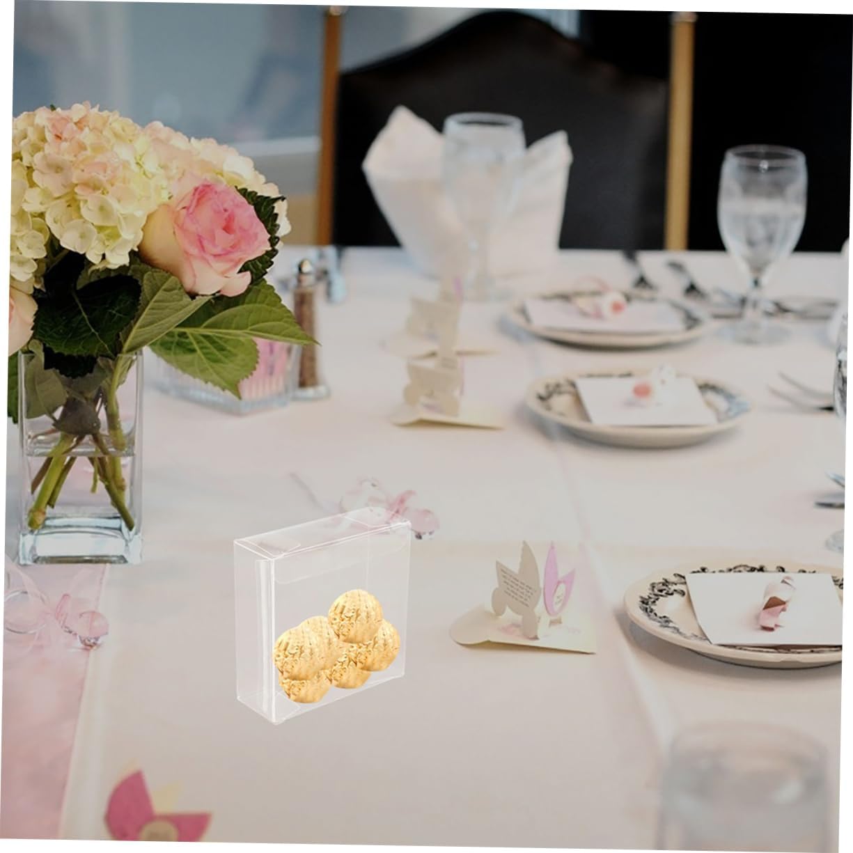 HAKIDZEL 100Pcs Clear Boxes Transparent Favor Boxes for Treats Cookies and Chocolates for Weddings Birthdays and Parties Sturdy Tear Resistant Design