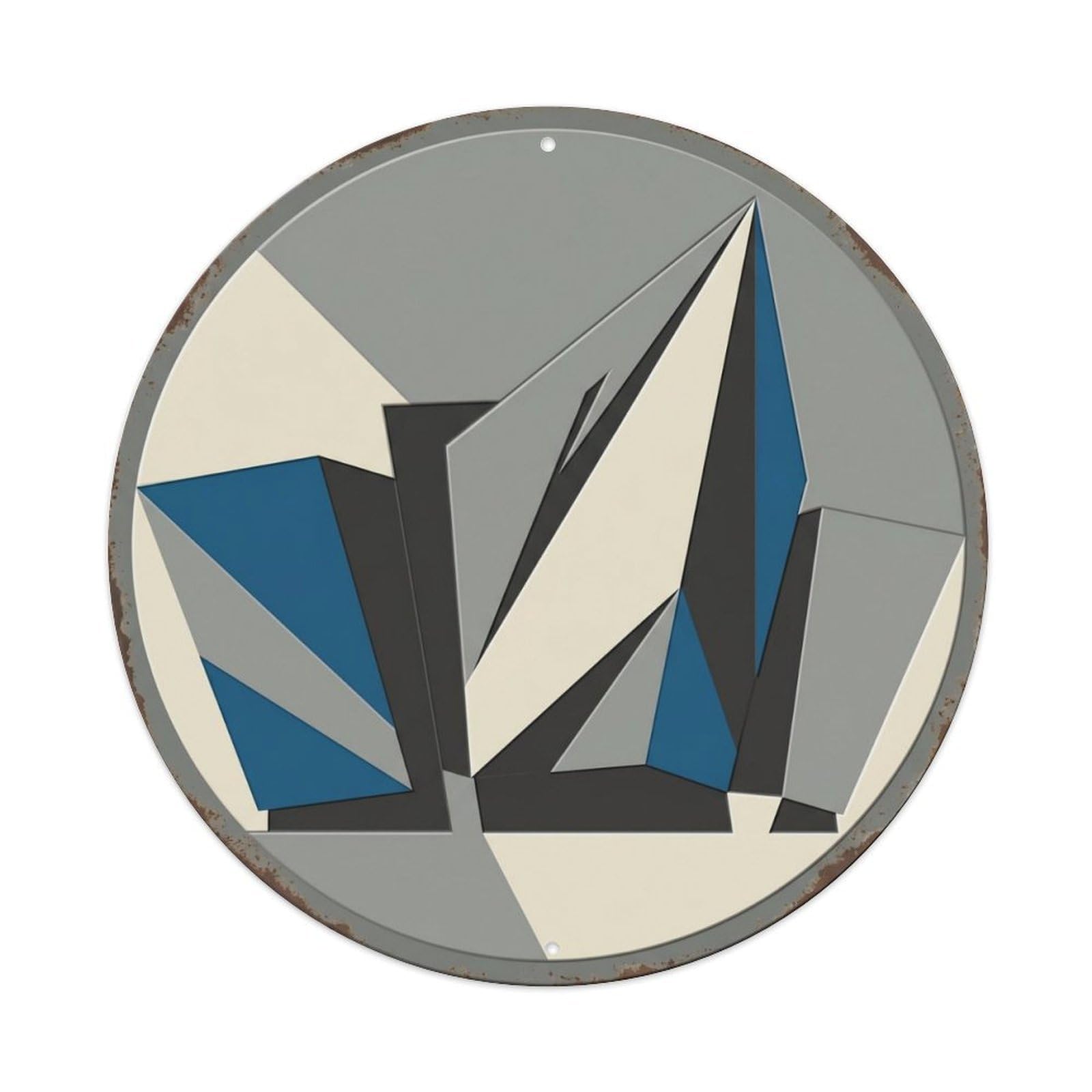 Belfast Geometric Titanic Travel Metal Tin Sign Plaque Wall Decor for Cafe, Club Bar, Office, Home Garden Round Metal Poster 8x8Inch