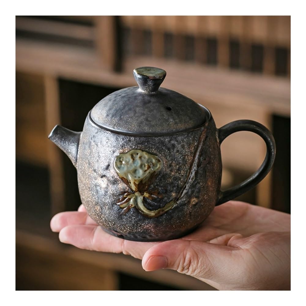 Teteras, Tetera china de cerámica tosca hecha a mano - Juego de té de cerámica individual con filtro incorporado, Hervidor