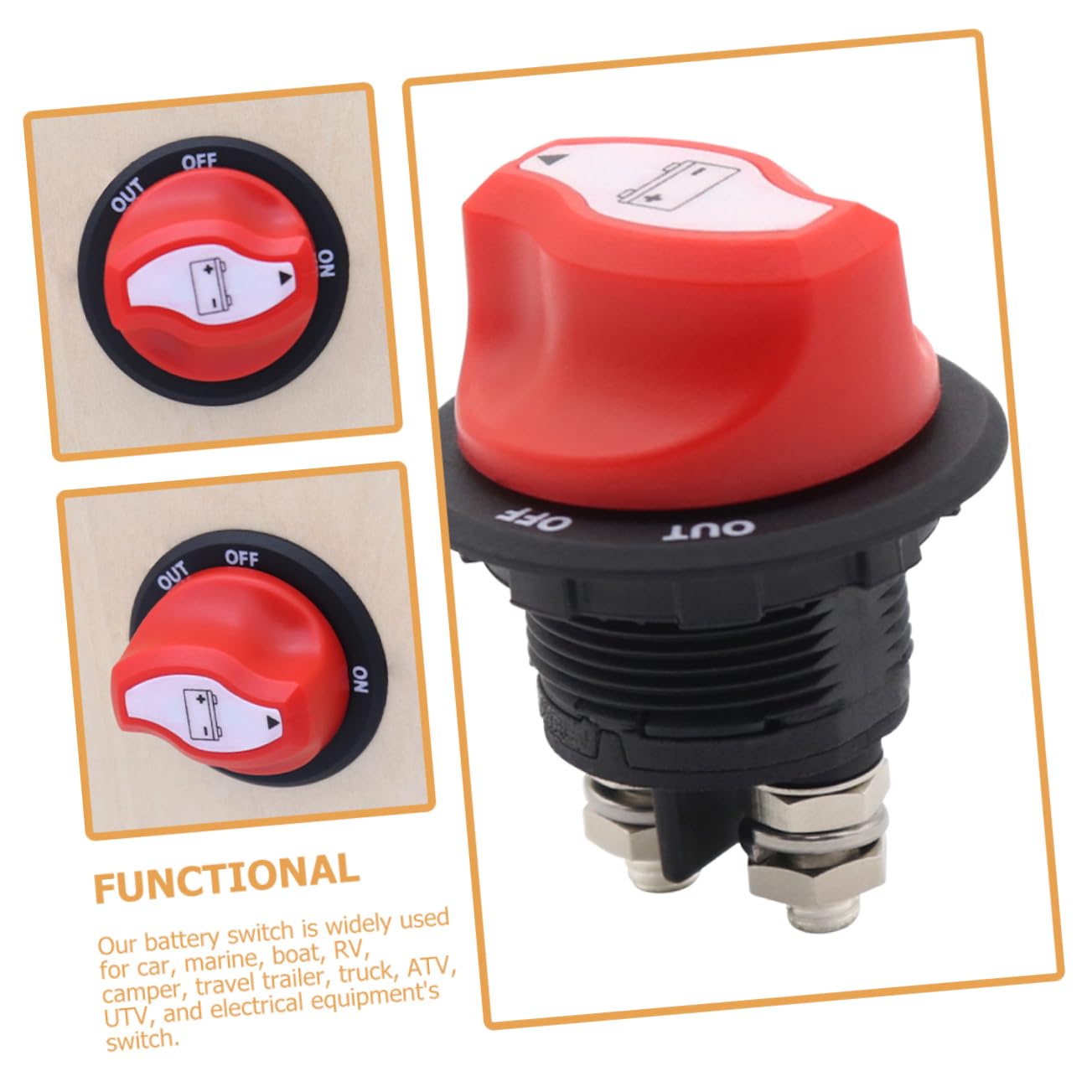 Kisangel Battery Disconnect Isolator for Rv Boat Utv Accessories Off Power Against Leakage Toggle