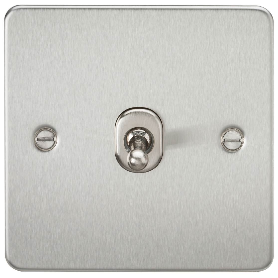 Knightsbridge FLAT PLATE 10A 1G 2 WAY TOGGLE SWITCH - BRUSHED CHROME FP1TOGBC