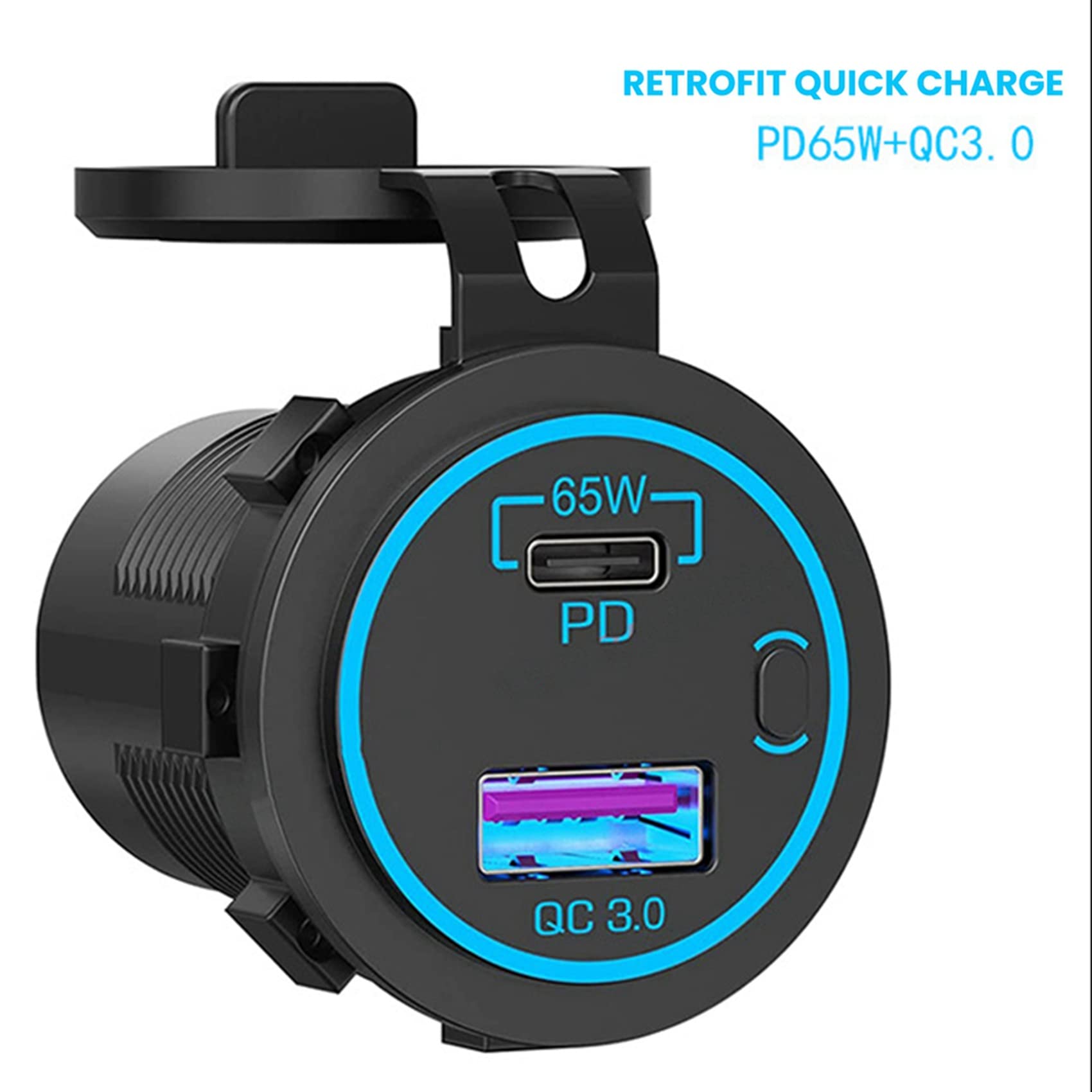 6X 65W PD 12V Prise USB pour Ordinateur Portable USB C Chargeur de Voiture Prise Multi Port Adaptateur ÉTanche pour Voiture Bateau Camion