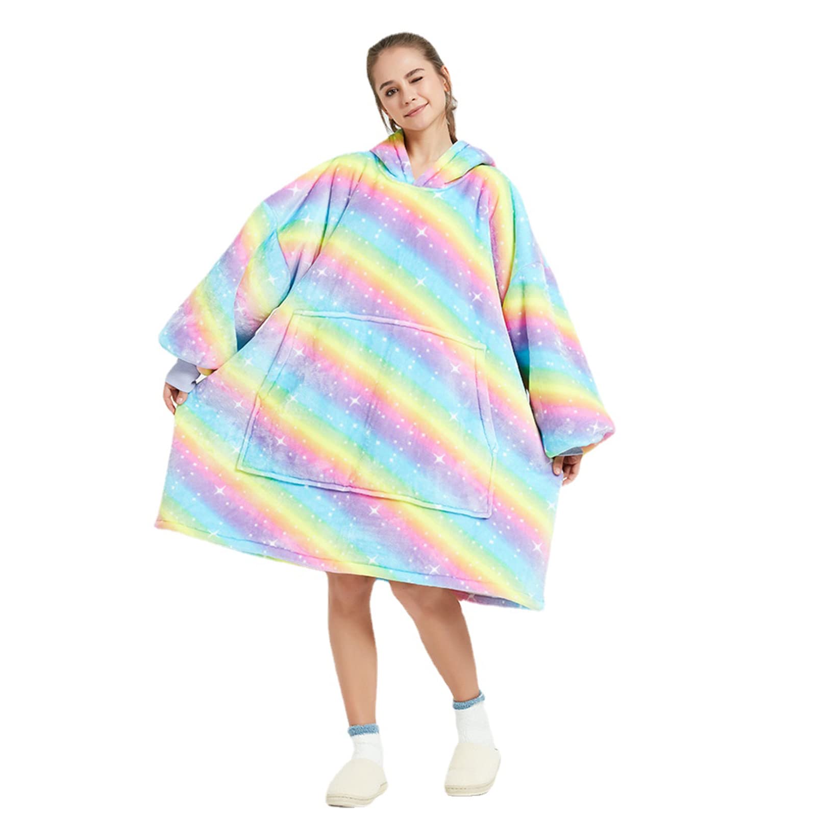 Felpa con Cappuccio Sherpa Oversize Pullover Sweatshirt, Felpa con Coperta Ultra Morbida Confortevole Blanket Hoodie per Adulti Uomo Donna