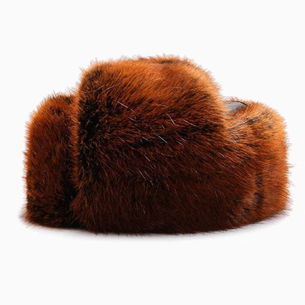 Cappello da Sci in Pelliccia Sintetica Russa da Uomo, Cappello Caldo Invernale con paraorecchie, Berretto per Donna, Cappello da Esterno, per la casa, CM,C-M