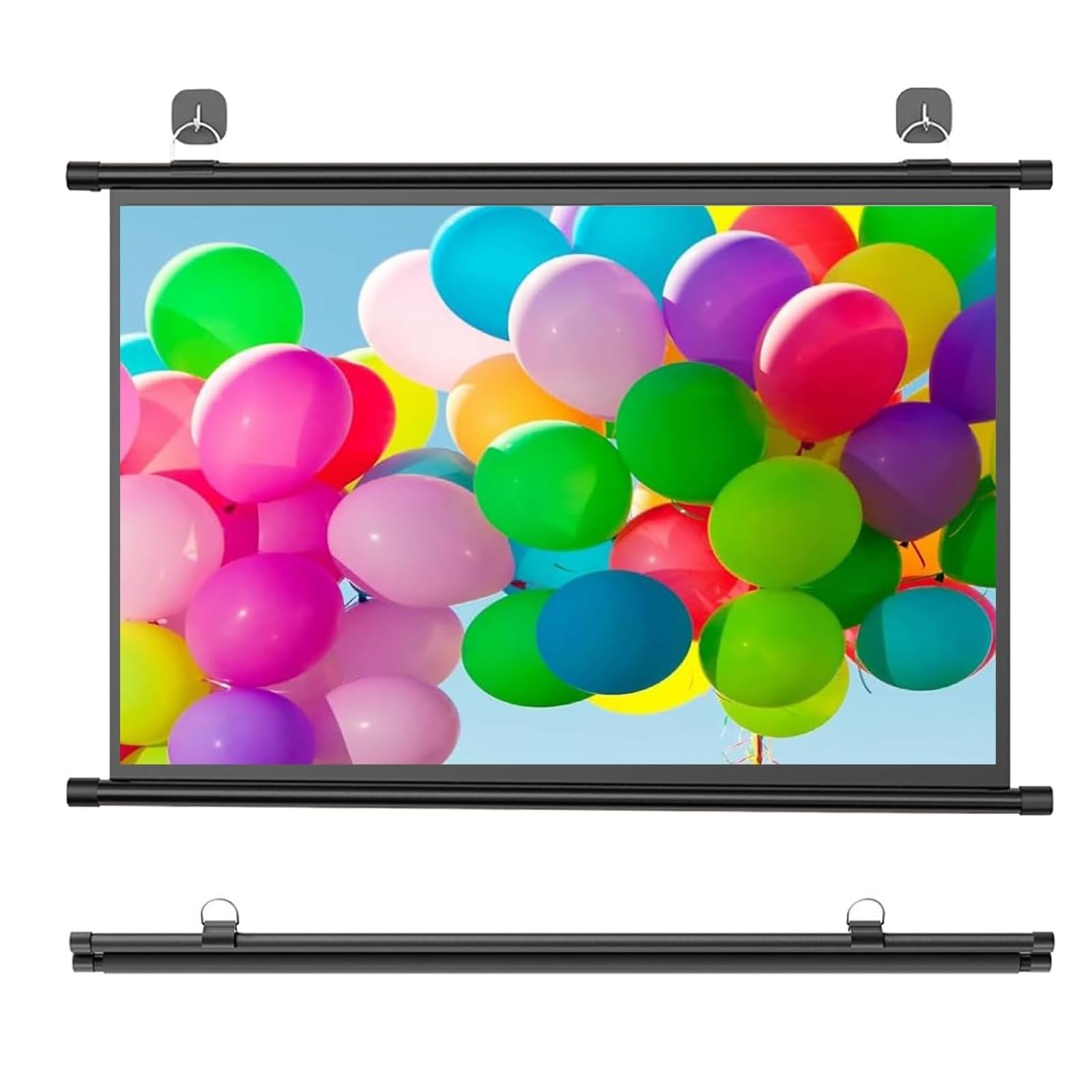 Schermo per Proiettore, Telo da Proiezione Interno Esterno, Home Theater Cinema Full HD 3D 4K，Schermo di Proiezione Avvolgibile Manuale,per Home Theater, Esterno E Interno, Film(16:9,60")