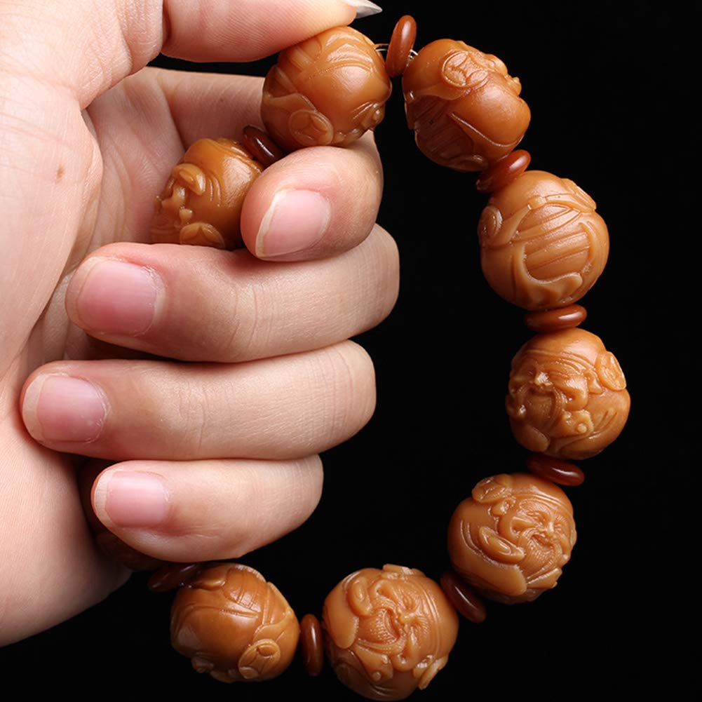 Bracciale di perline Bodhi, Bracciale con perline di Buddha Meditazione buddista tibetana con intaglio Dio della ricchezza/Pi Yao/Pi Xiu Modello Bracciale rigido Gioielli unisex, San Valentino