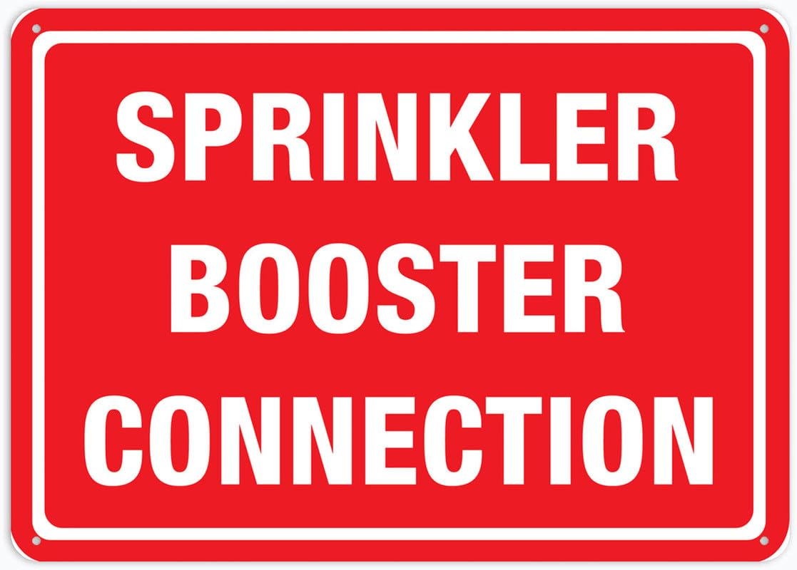 Sprinkler Booster Connection Aluminum Metal Sign 12"x8" UV Ink Printed For Home/Business Use