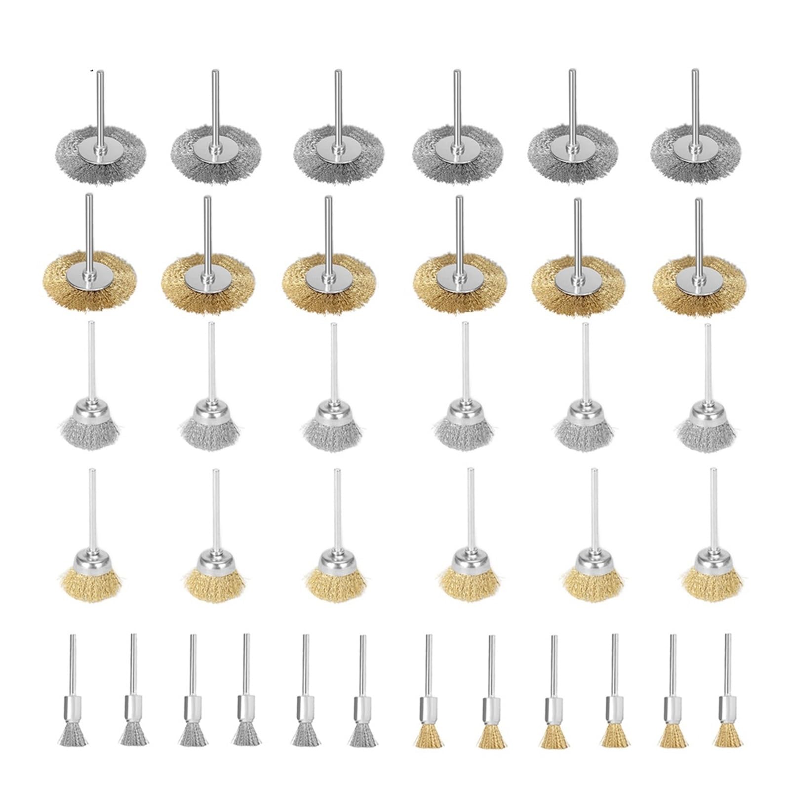 9/36 pz 8/15/25mm Mini Ottone Filo di Acciaio inossidabile Set spazzole for ruote Tazza/Attrezzo rotante a forma T Adatto per lucidatura e levigatura(36pcs mix)