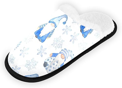 Christmas Snowflake Gnomes Slippers for Women Men Breathable Slippers Indoor Home Slipper Fluffy Spa Slippers for Hotel Travel Guest Bedroom Decor,M