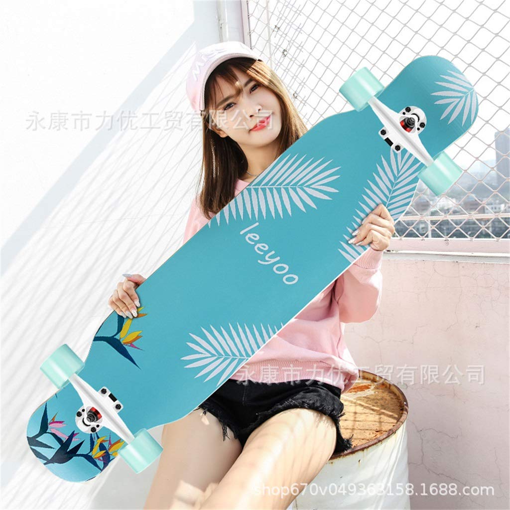 LZY YEENUO 42x9 Pouces Longboard Skateboard Skateboard Complet Drop Through Deck Complete Maple Cruiser Freestyle et Downhill Freestyle Cruiser pour Adulte Jeune Enfant débutant Fille et garçon