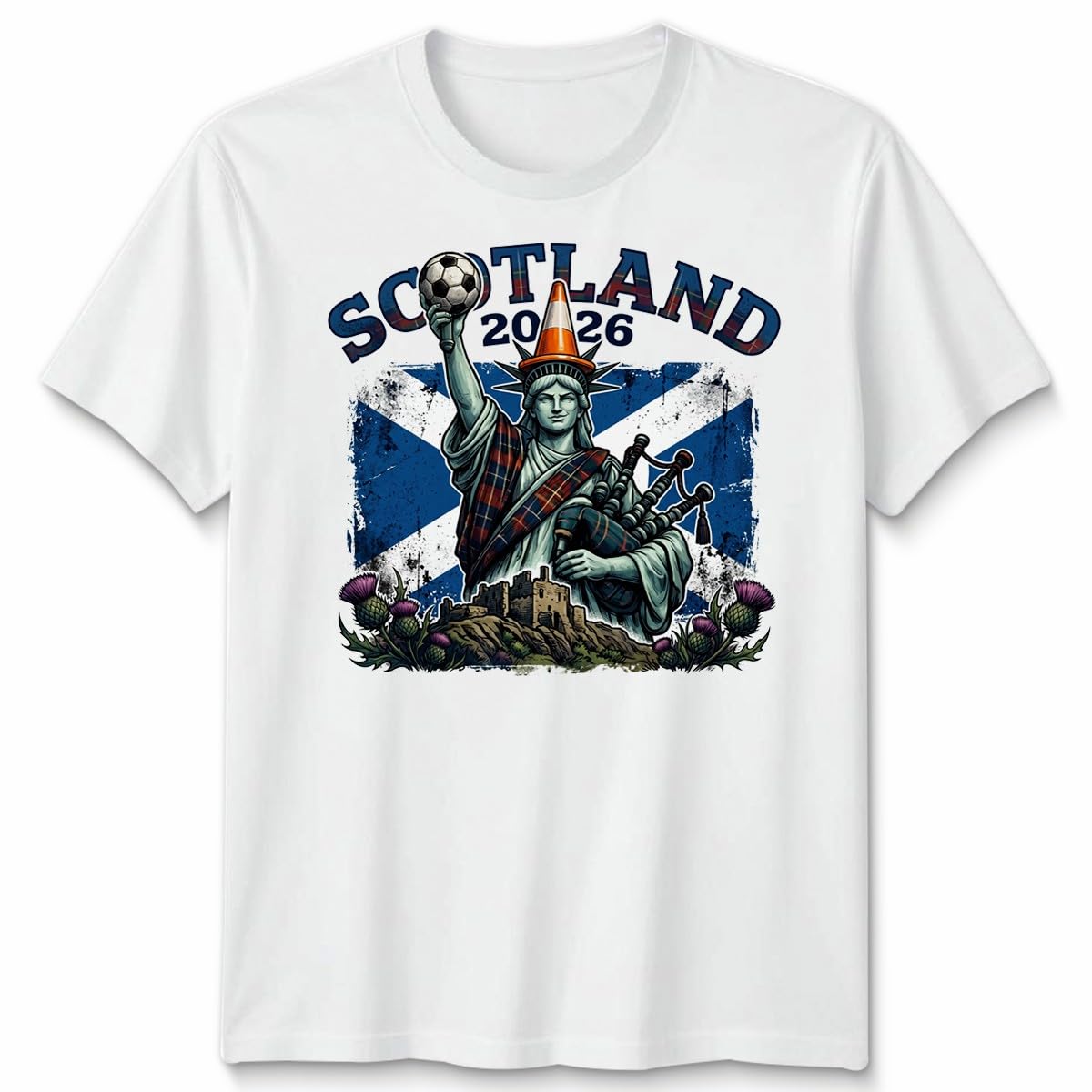 ATTAR APPAREL Scotland Game Day Unisex Football T Shirt Soccer Fan Gift 2026 Mens Womens Graphic Tee Unisex XL White