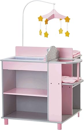 Amazon Co Jp Olivia S Little World 水玉模様 プリンセス ベビードール チェンジステーション ベビーケア アクティビティセンター ロールプレイ 保育園センター 人形アクセサリーの収納付き ピンクとグレー ベビー マタニティ