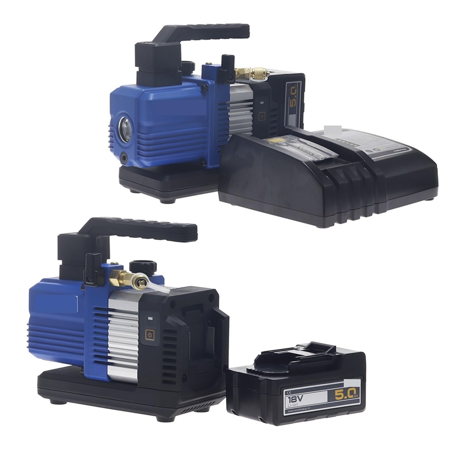 Set pompa a vuoto, Pompa for vuoto a batteria al litio Silenziosa piccola VRP-2DLi VRP-2SLI Ricarica mini pompa for vuoto senza spazzole CC a doppio stadio da 1 litro per HVAC Aria condizionata Refrig