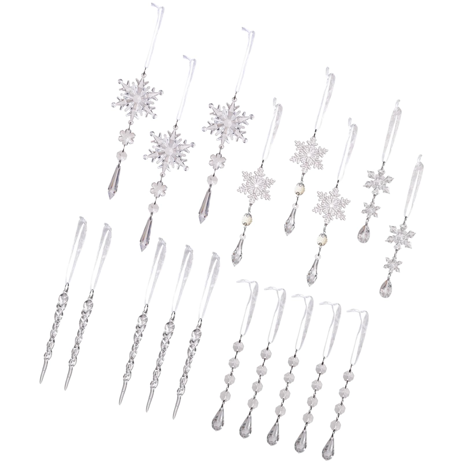 TFAOYS Clear Sturdy Acrylic Snowflake Ice Sticks Berries Ornaments for Christmas Tree Holiday Decoration Clear Shatterproof Acrylic Snowflake Ice Sticks Christmas Decorations
