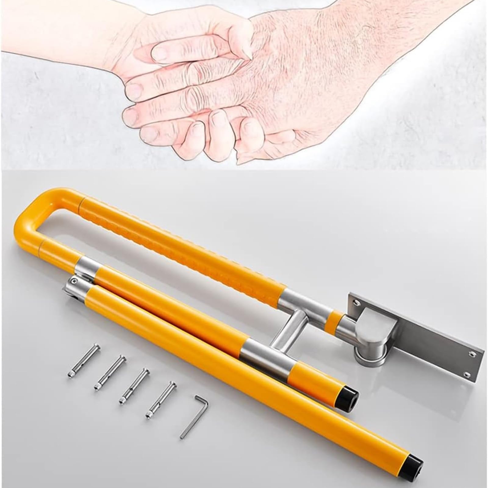 Asa De Seguridad para Baño，Barra de Apoyo para Inodoro Barra abatible Inoxidable Adaptado a Personas Mayores Agarraderas asidero Plegable Resistencia al Deslizamiento (Size : 75cm)