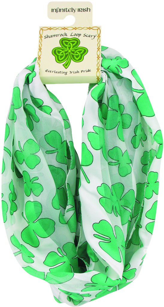 DM Merchandising Infinitely Irish Black and Green Shamrock Loop Scarf