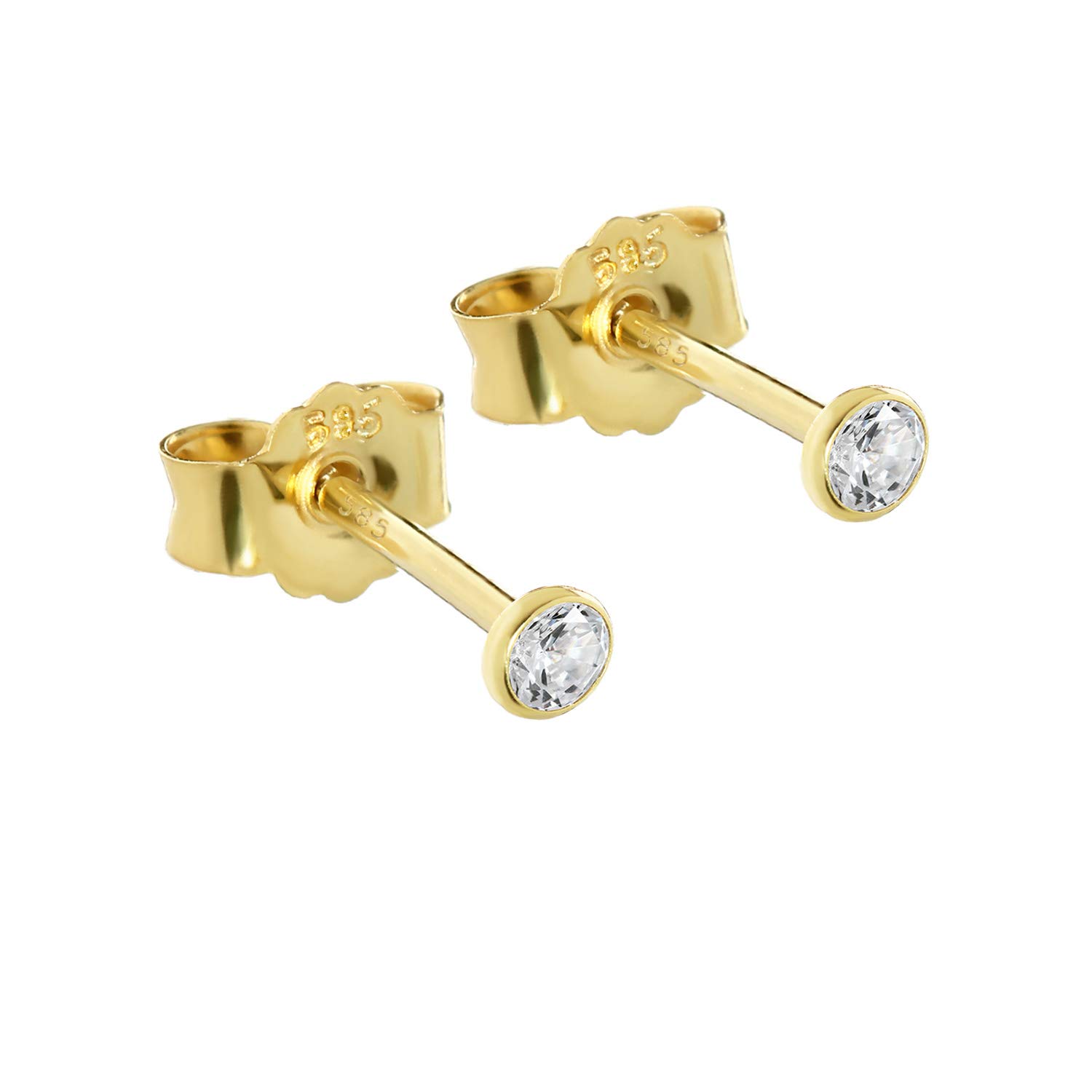 NKlaus orecchini a perno singoli 2,0mm oro giallo 585 orecchini