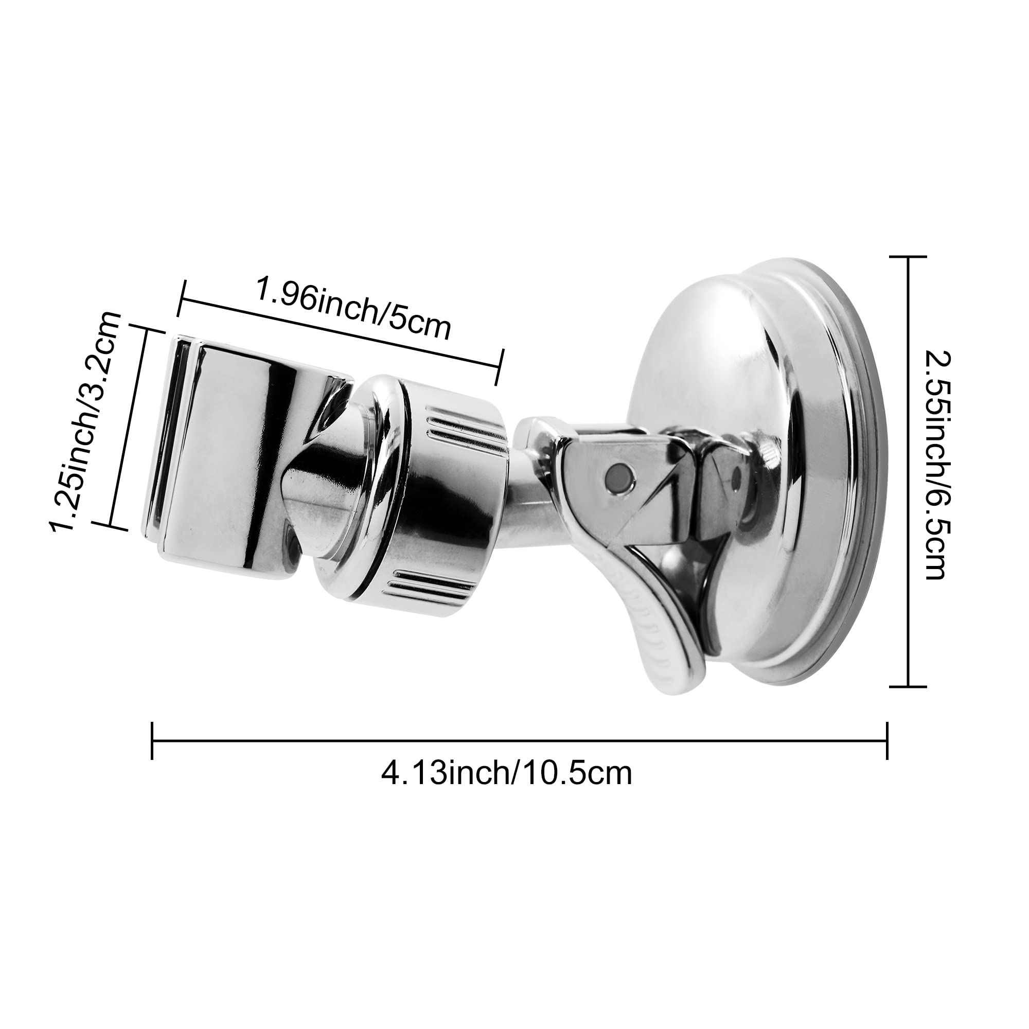Soporte para cabezal de ducha con ventosa, altura ajustable, soporte de barra de ducha ABS, soporte extraíble para cabezal de ducha de mano plateado (paquete de 2)
