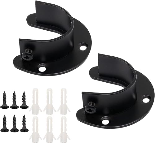 GDFYMI Soporte de barra de armario, soportes de barra de armario de acero inoxidable de 1 pulgada de diámetro, soportes de barra de cortina de ducha