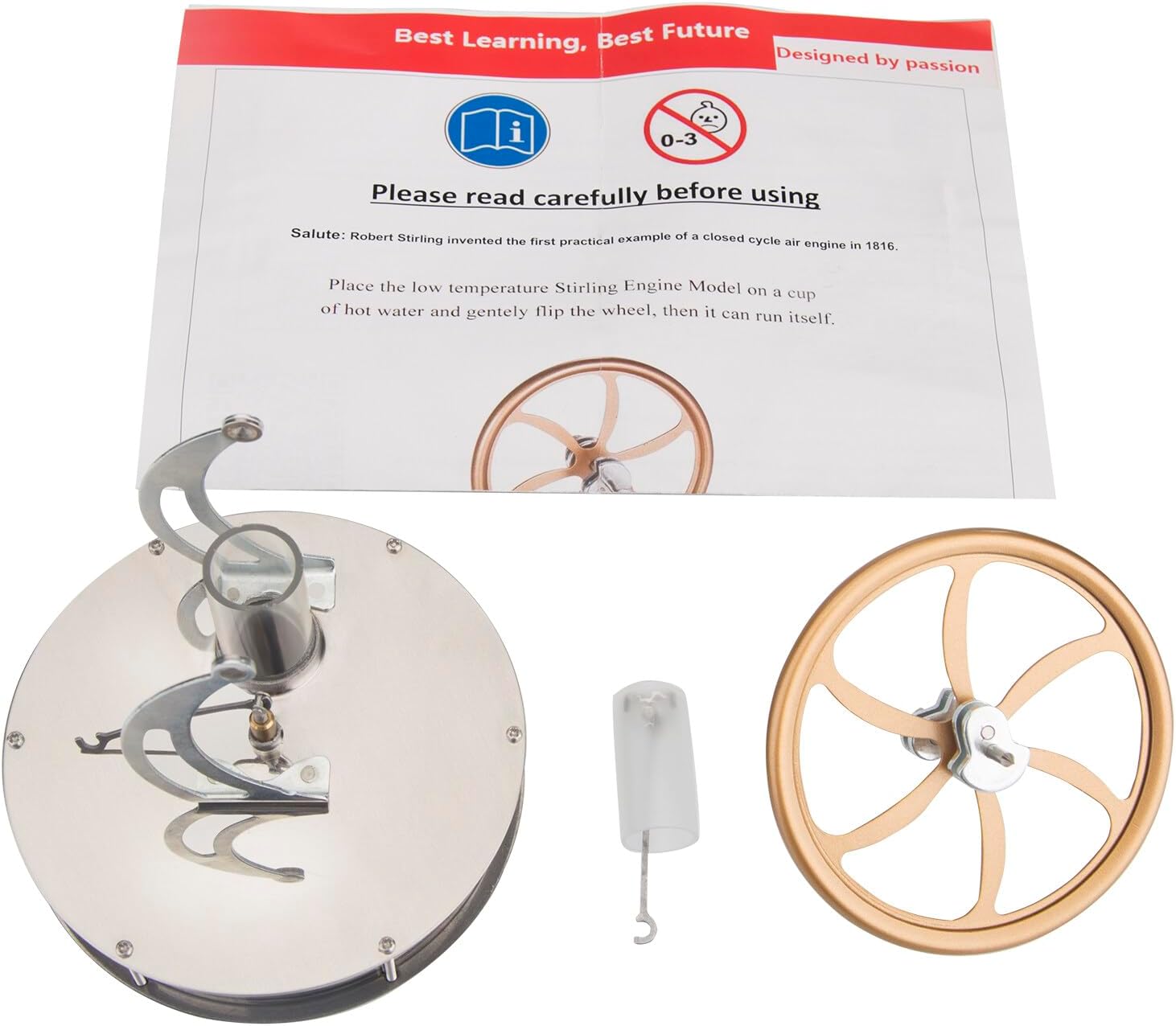 LTD Low Temperature Difference Stirling Engine Model, Mini Hot Air Engine Model with Flywheel, Science Educational Experiment Desk Toy for Adults(LL-001)