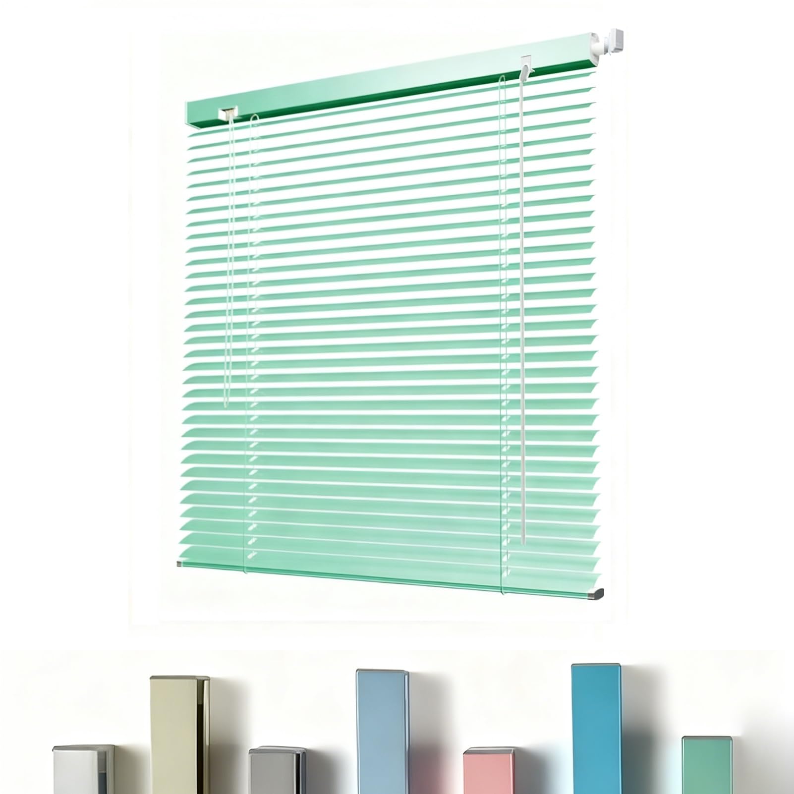 Generic ﻿Venetian Blinds No Drill for Windows, Blackout Horizontal Window Blinds & Shades Custom, Privacy Blind Cordless for Indoor Home Office Room Windows Easy Install(Fruit Green)
