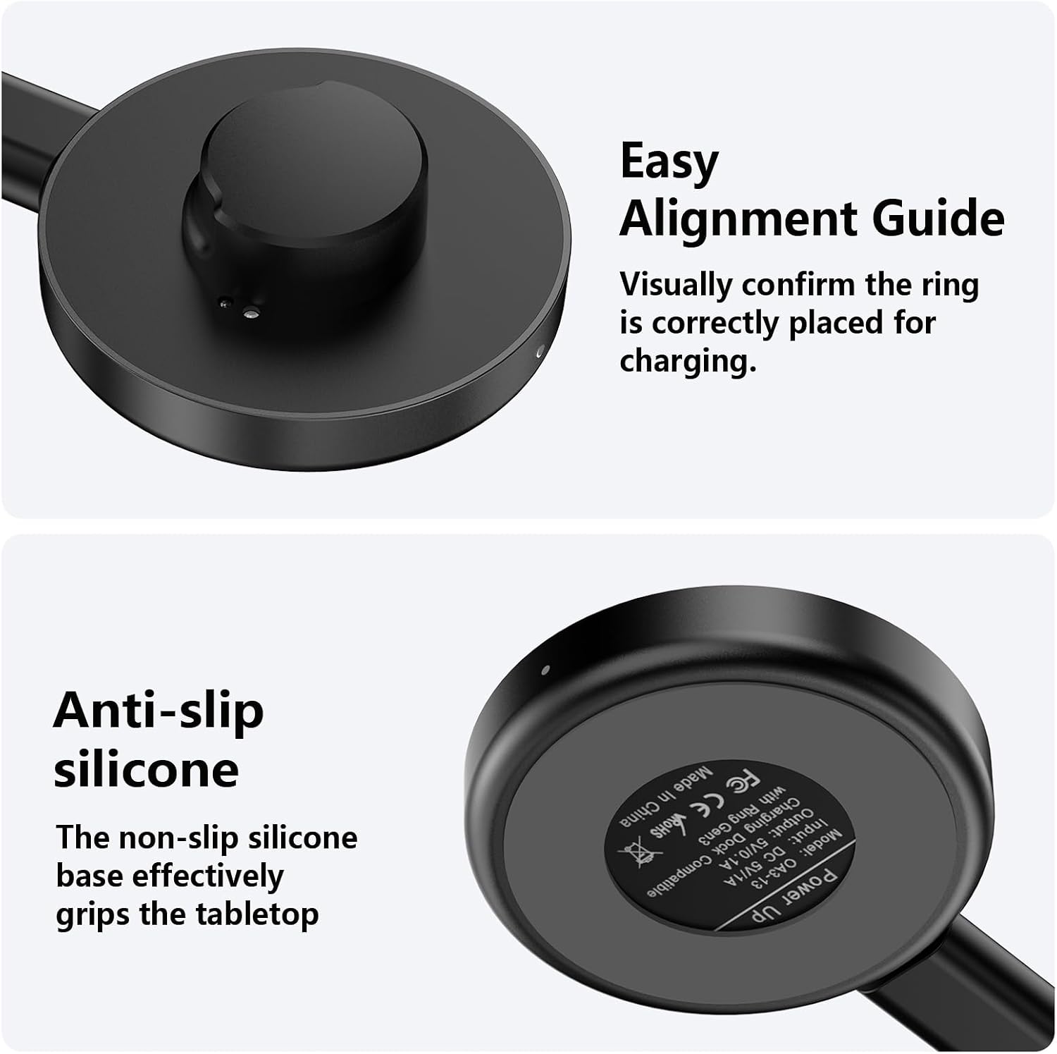 Underhub Compatible with Oura Ring Gen 3 (Size 11) Charger, Fast Charging Dock with Indicator, Non-Slip Base, Charger for Smart Ring Includes 59 Inch USB-C Cable