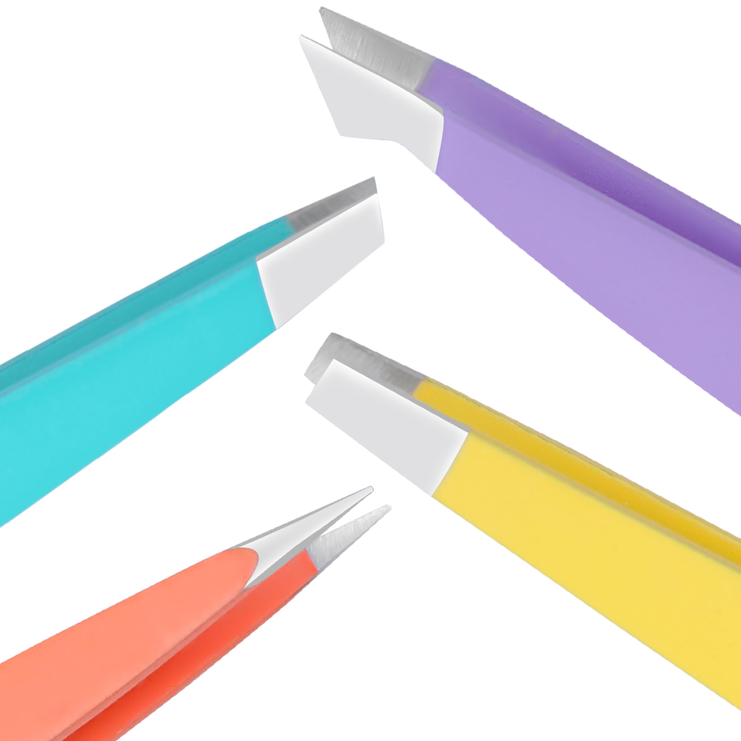 SIVOTE 4-Pack Eyebrow Tweezers for Women – Professional Tweezers for Facial Hair & Chin Hair Removal – Stainless Steel Precision Tweezers for Men and