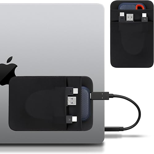 Miniatura 1 de Lacdo Funda portátil para disco duro para laptop, 2 bolsillos con adhesivo reutilizable, para San Disk, Samsung, Crucial, unidad externa portátil de