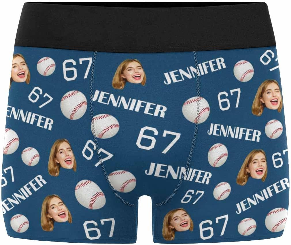 Artsadd Custom Men's Boxer Briefs Personalized Funny Face Shorts Underwear Customized Photo Gift Boyfriend Husband Valentines