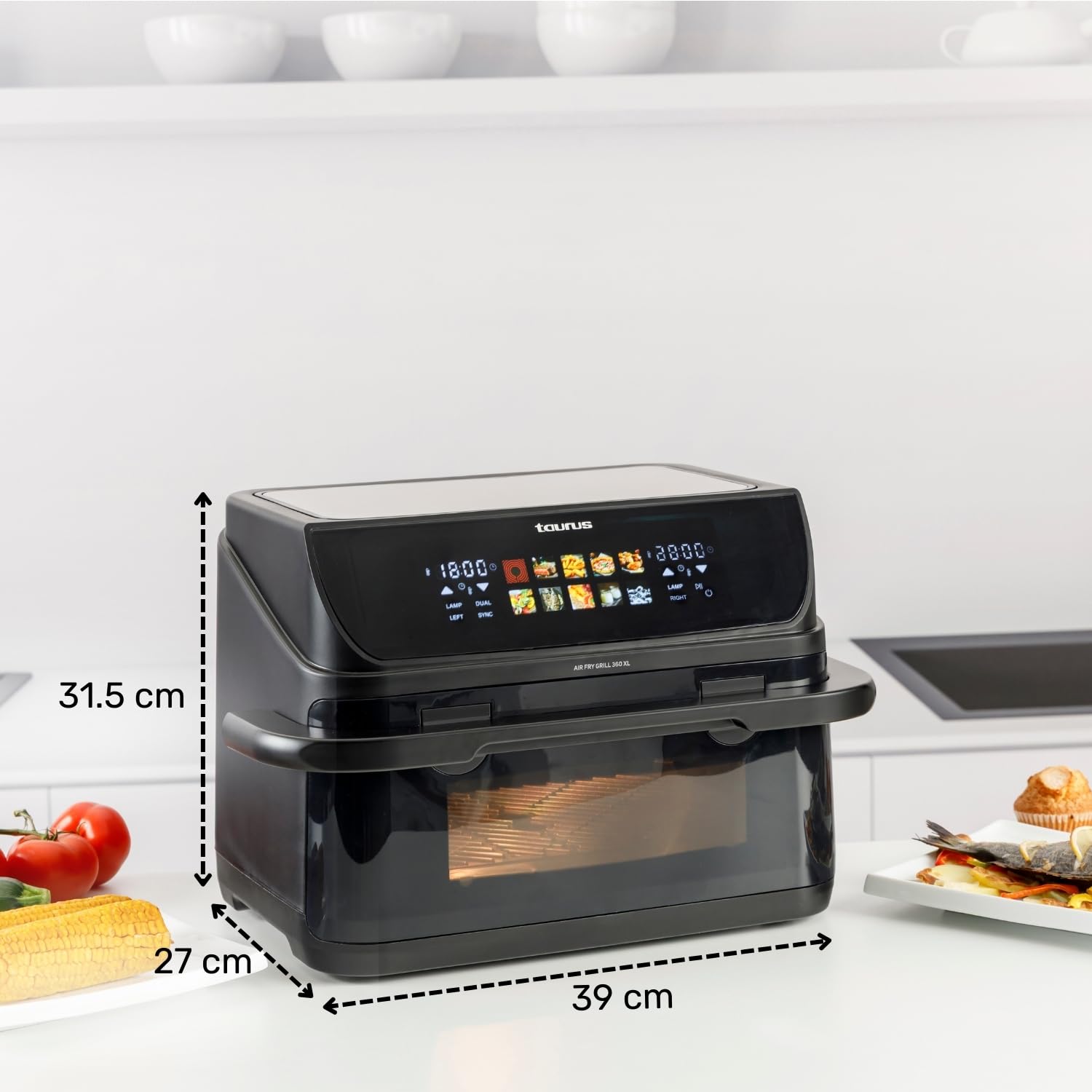 Taurus - Freidora de Aire 10L, 2800W, Grill 360, 10 Programas, Sin Aceite