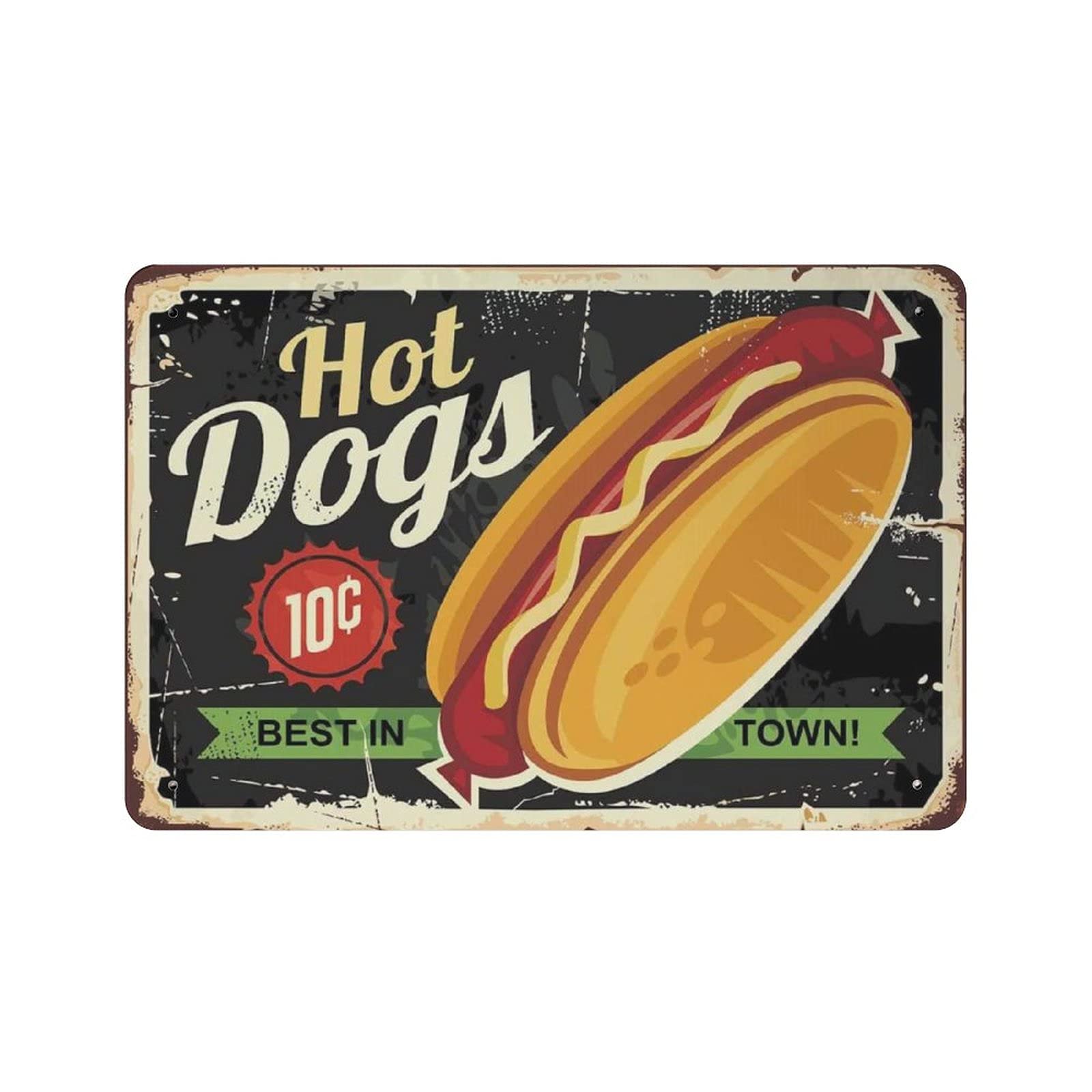 Metal Tin Sign Hot Dog Beat In Town Vintage Tin Poster Metal Sign Wall Decoration Country Kitchen Home Garage Decor 8"x12"