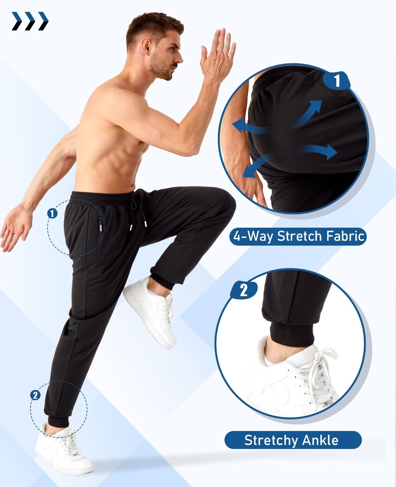 Paquete de 5 pantalones deportivos para hombre, pantalones deportivos con bolsillo con cremallera, pantalones deportivos para hombre, pantalones deportivos cálidos y ajustados para hombre