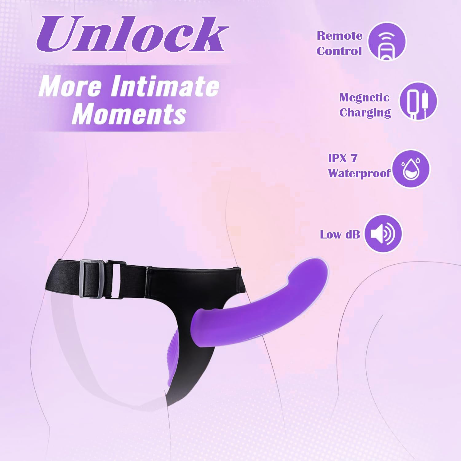 Strap-On Consolador Arnés Vibradores para Lesbianas, Doble Dildo Juguetes Sexuales para Estimulador el Anales y Clítoris para Mujeres, Arneses Sex Toys para Parejas, Adjustable, Removeable (Purple)