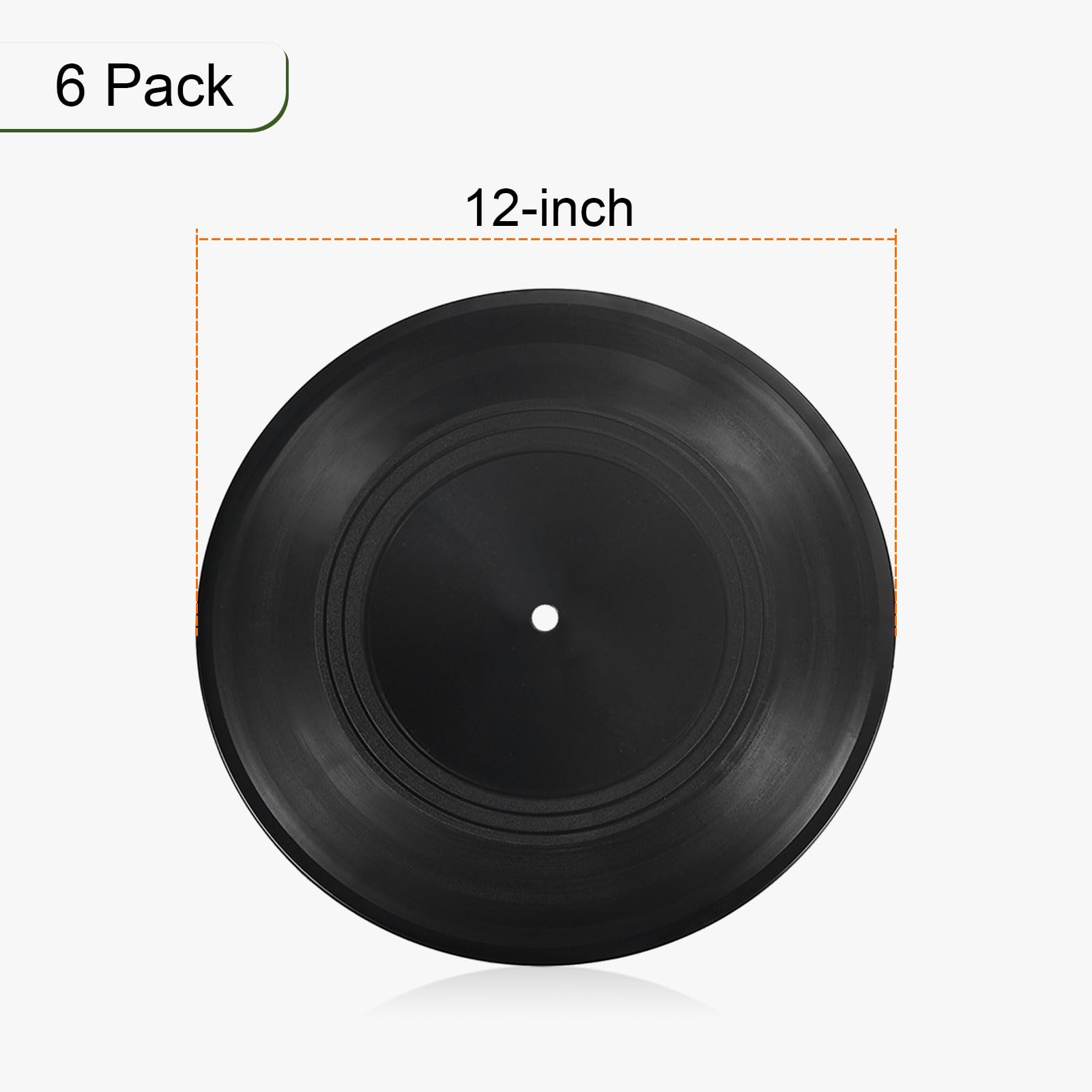 PATIKIL En Blanco Vinilo Discos 12" 6 Piezas CD Falso Vinilo Discos para Pared Estética Decoración Decorativos Discos para Rollo Música Habitación Rock Fiesta Decoración Negro