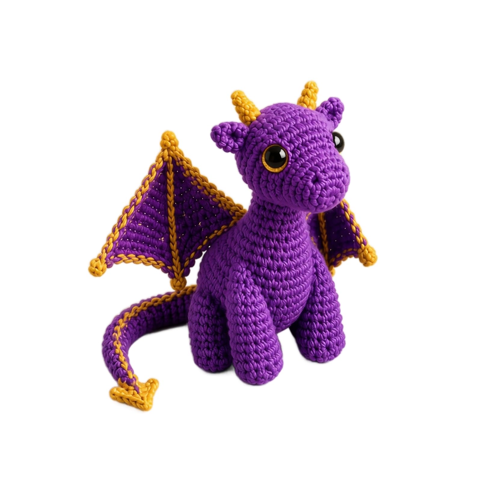 Handmade Crochet Dragon Plush, Emotional Support Pocket Buddy (Magic Purple)