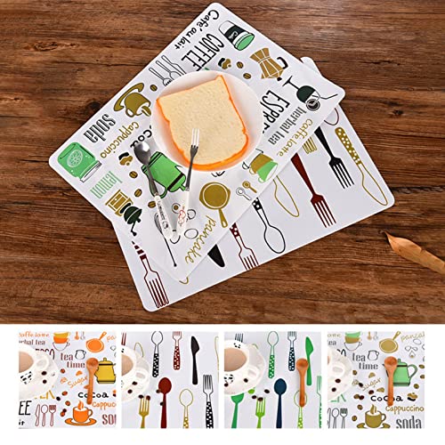 Image of 8 Pieces PVC PlaceMat - Non-Slip, Heat Resistant and Washable Hot Insulation Pad - Modern Waterproof Placemats for Decorations, Dining Table, Kitchen, Restaurant, Hotel (8-Piece, Multi)