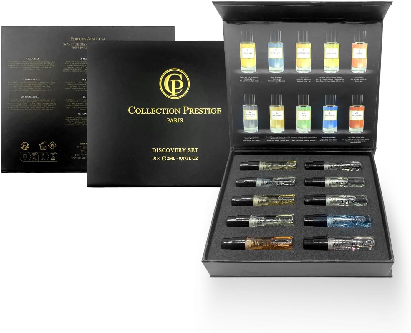 MDPARFUMS – Ontdekkingsset – privécollectie CP Prestige – 10 monsters van 2 ml – uniseks geuren – houtachtige, bloemige, amberkleurige en gourmandgeuren