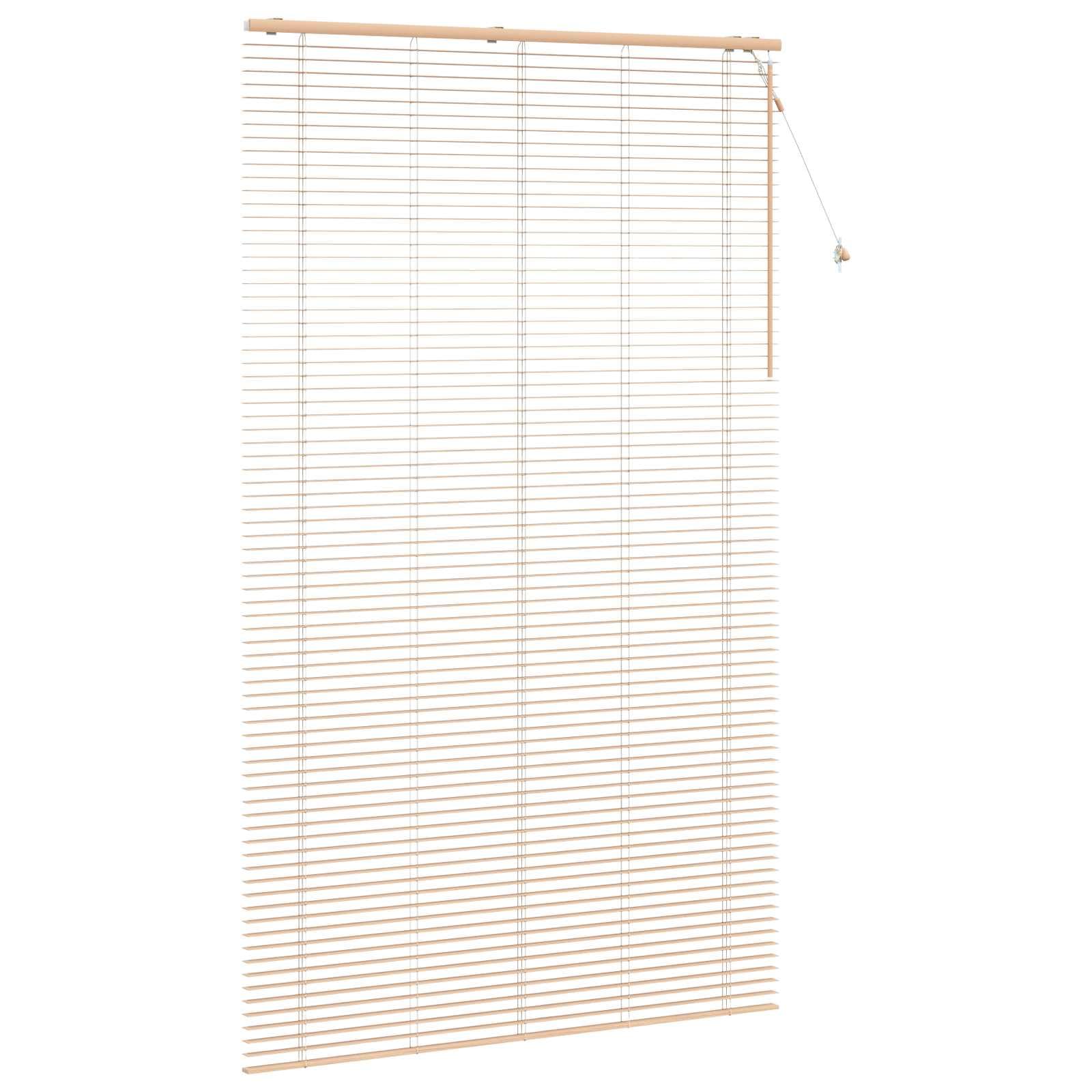 Holzjalousie Eichenoptik 150 x 250 cm - Jalousie aus Paulownia-Holz mit 35 mm Lamellen, Sichtschutz und Lichtregulierung, Jalousette für Wohnzimmer, Küche und Büro