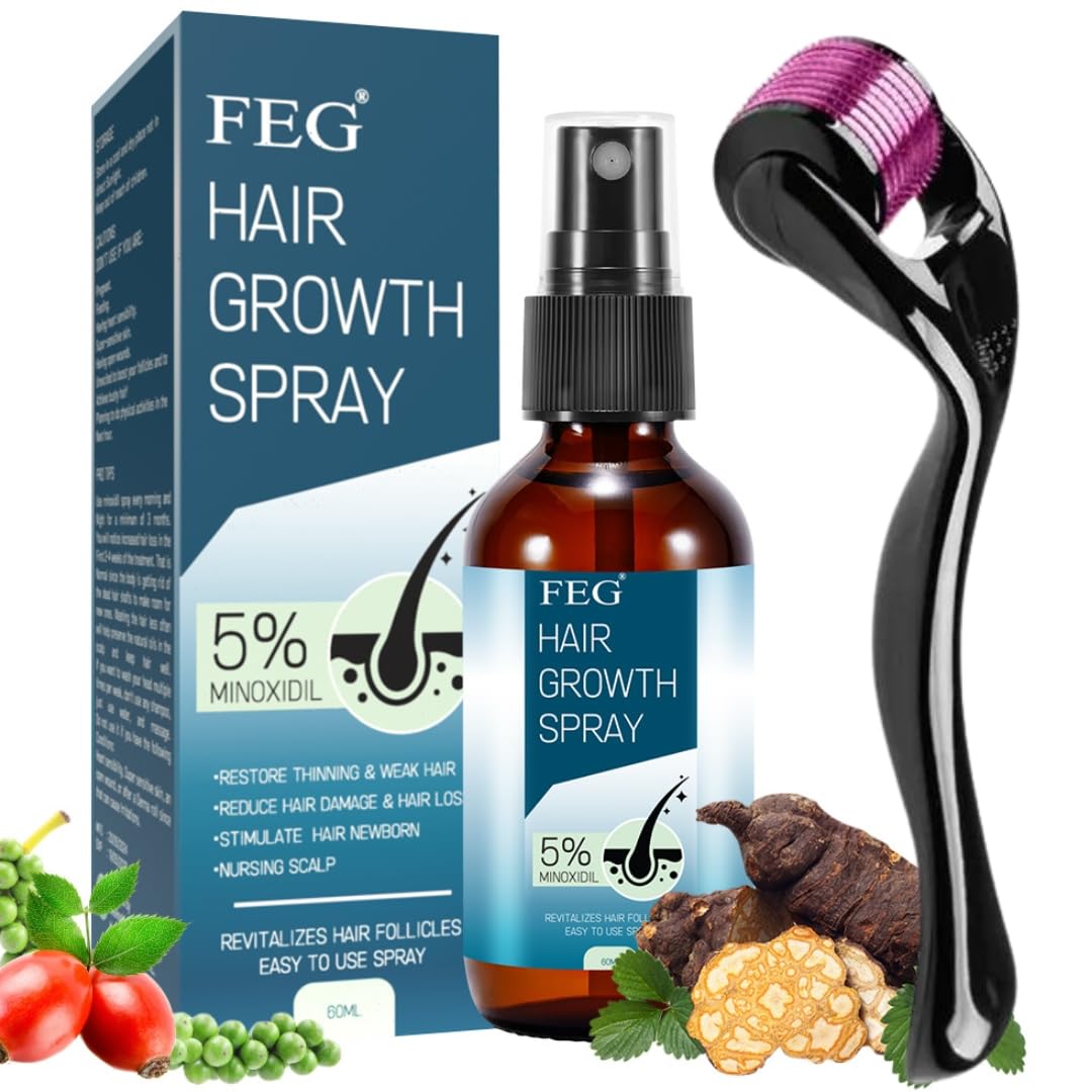 5% Minoxidil Hair Growth Serum Kit with Roller | Minoxidils 5 For Men and Women | Hairs,Beard Biotin Regrowth Serums Treatment For Getting Thicker Healthier Hair Growth Oil 60ML