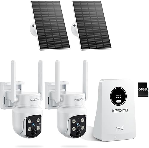 Miniatura 13 de Cámaras de seguridad solares inalámbricas para exteriores, 4MP alimentado por energía solar, kit de 8 cámaras, visión nocturna a color, PTZ de 360°,