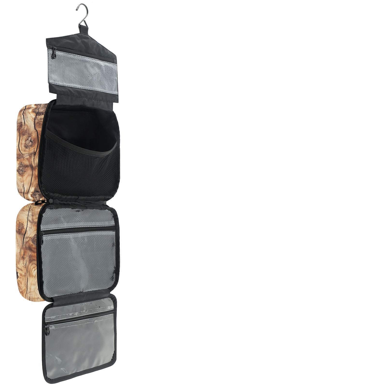 YNNALE Sewing Supply Organizer Bag, Rustic Wood Grain Tree Patterned Portable Sewing Bags with Pockets&Hanger, Sewing Storage Box Case for Sew Supplies/Kit/Tools/Accessories (BAG ONLY)